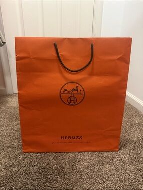 Hermes Orange Paper Shopping Bag with Rope Handles